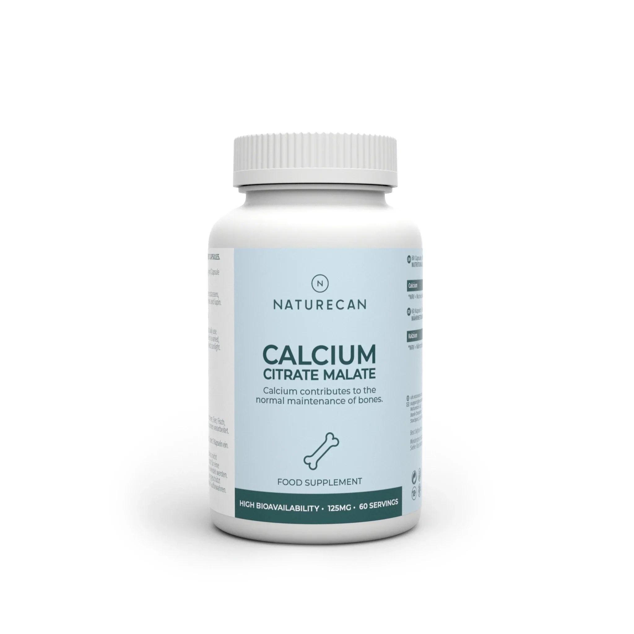 Opakowanie Calcium Citrate Malate (wapń cytrynian jabłczan) Naturecan na  białym tle