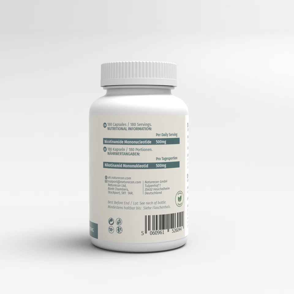 Suplement Naturecan NMN – widok tylnej etykiety.