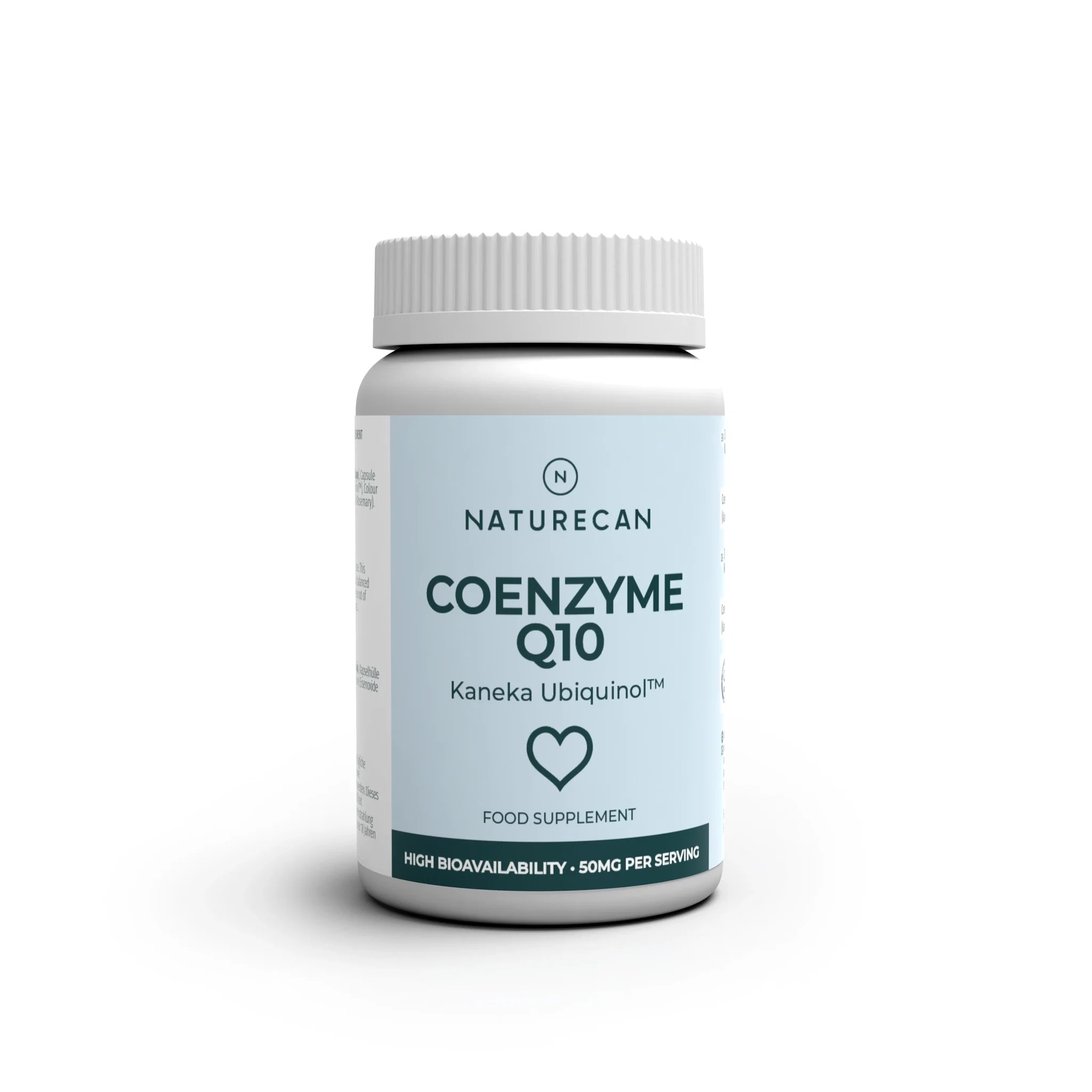 Opakowanie kapsułek koenzymu Q10 Naturecan na białym tle