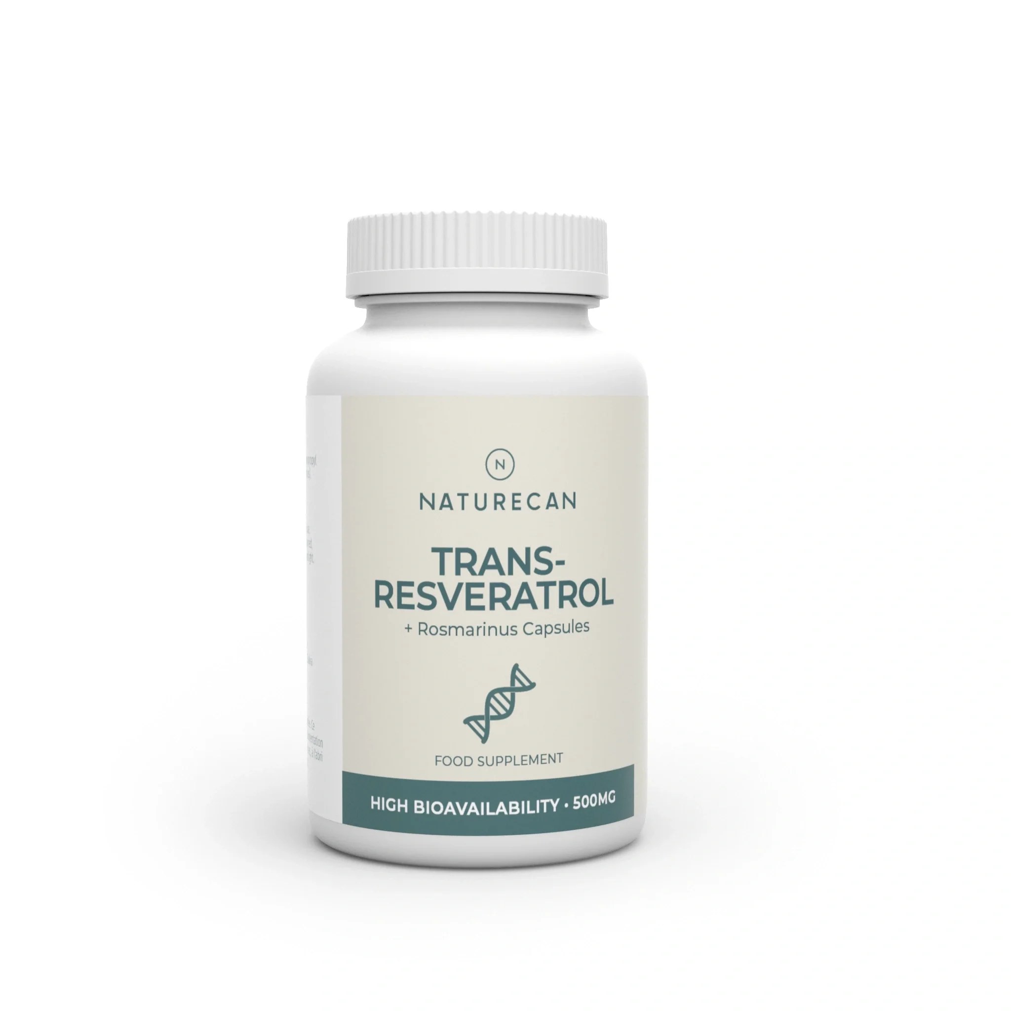 Opakowanie kapsułek Naturecan Resweratrol 500 mg na białym tle.